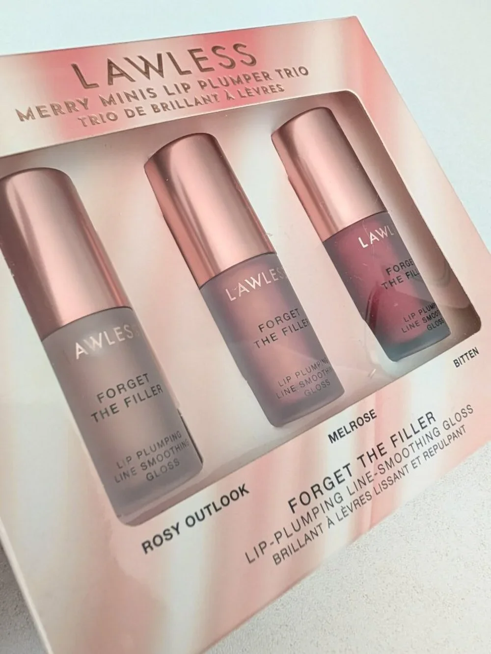 Lawless Forget The Filler Lip Plumping Mini Trio Rosy Outlook Melrose Bitten New